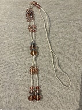 Elegant Pink Crystal Lariat Necklace with Beaded Accents